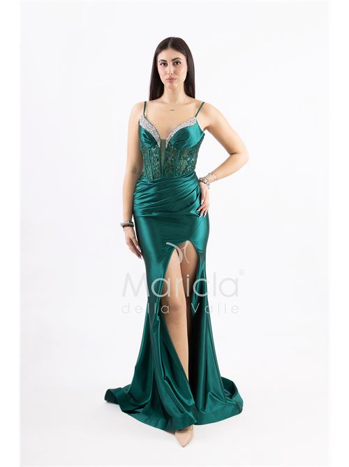 abito lungo corpetto corsetto in strass MARICLA ELEGANCE | FP839019VERDE